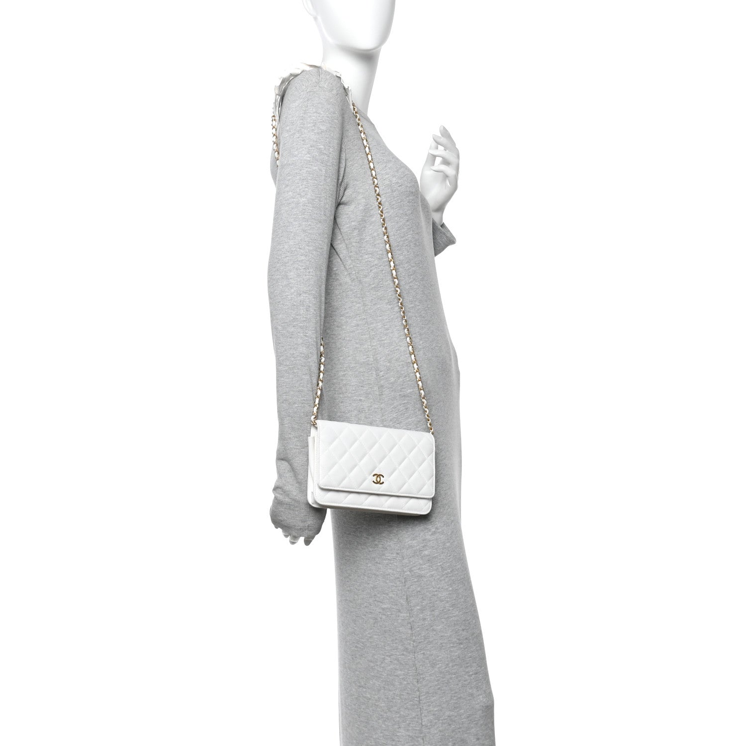 Chanel Lambskin Quilted Romance Wallet On Chain WOC White