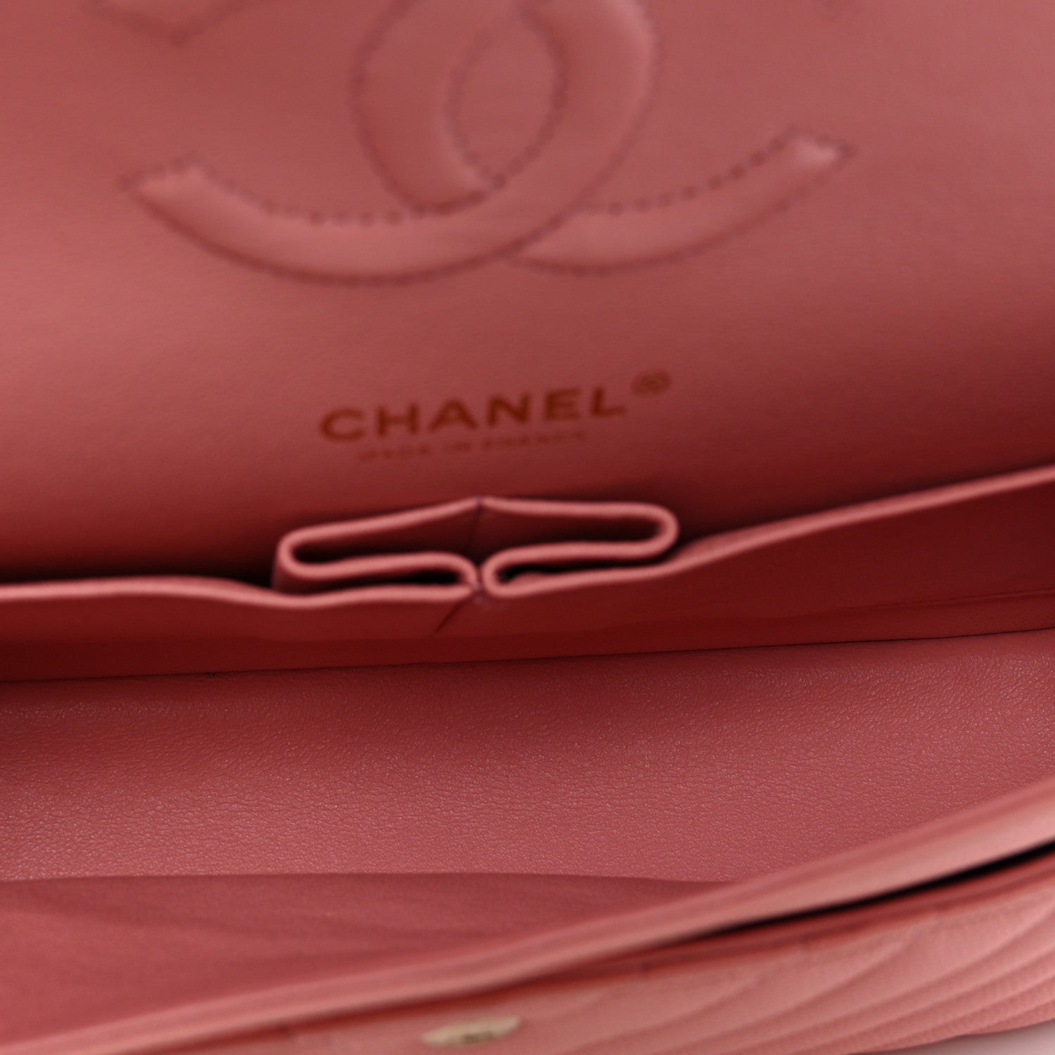 Chanel Caviar Flat Chevron Quilted Medium Double Flap Pink
