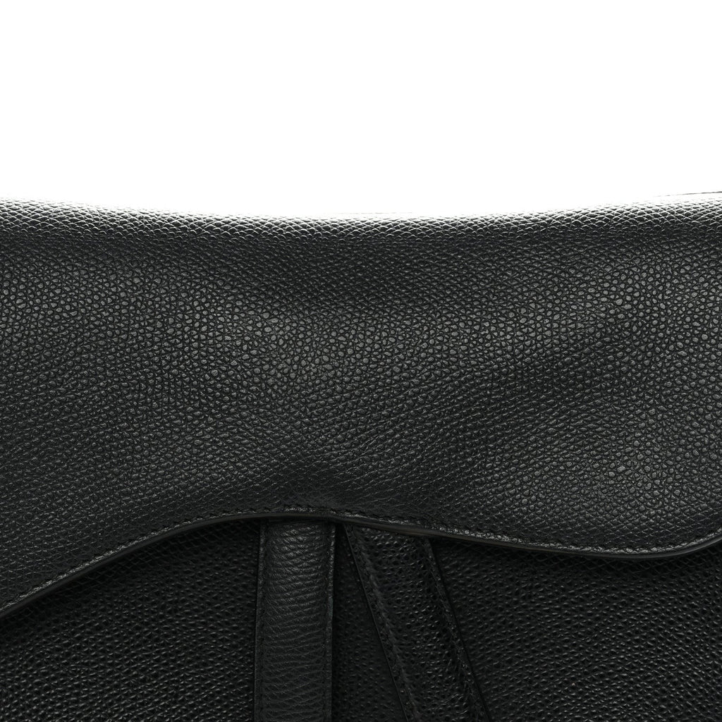 Christian Dior Grained Calfskin Saddle Bag Black