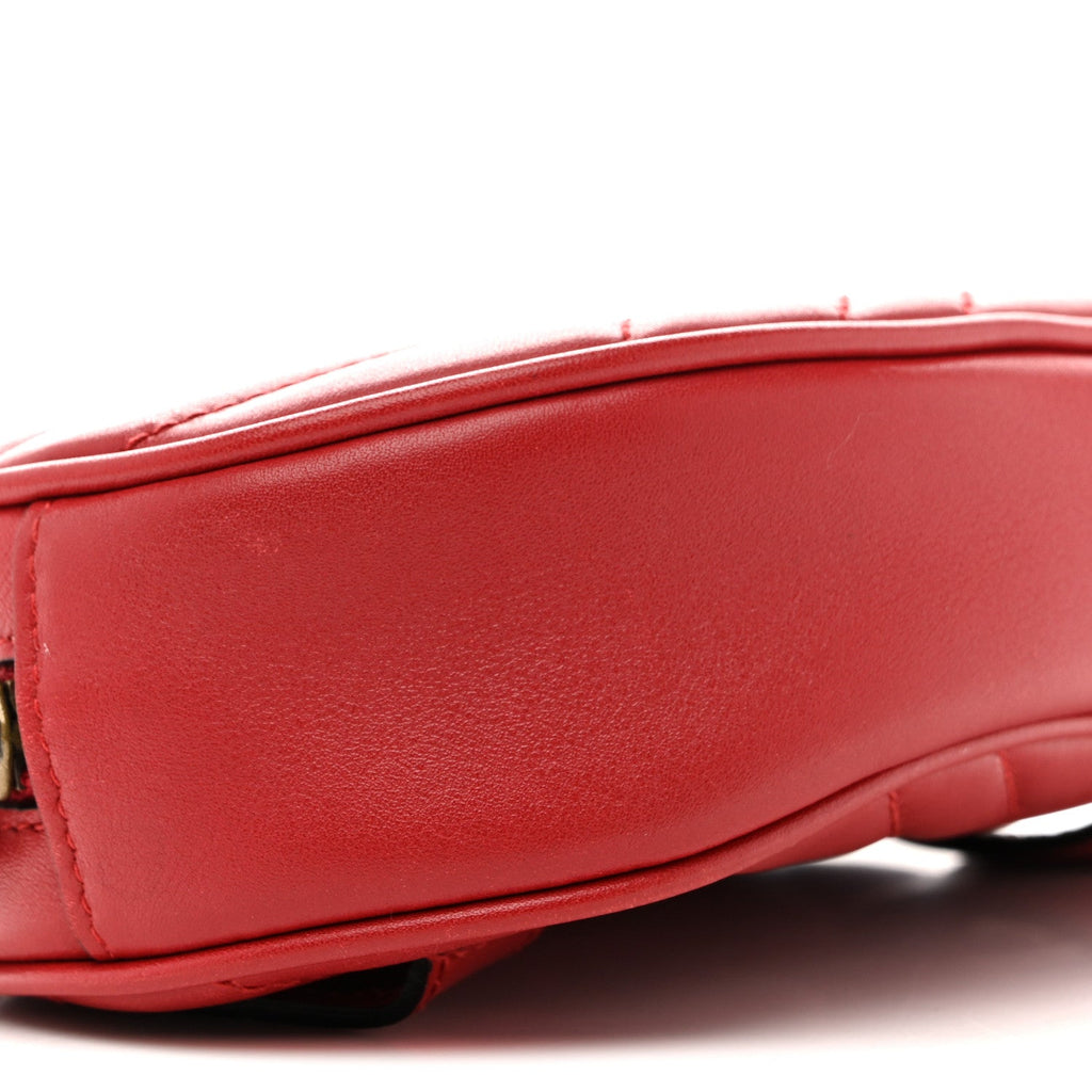 Gucci Calfskin Matelasse GG Marmont Belt Bag 85 34 Hibiscus Red