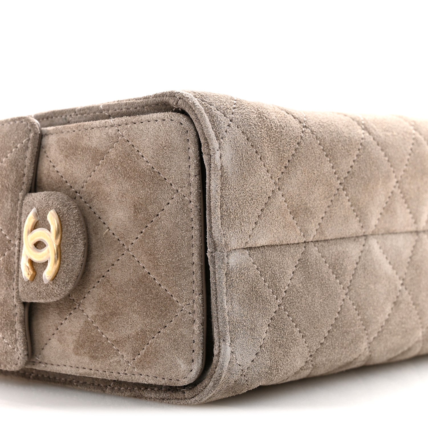 Chanel Suede Quilted Mini Chanel 25 Handbag Dark Grey