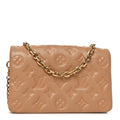 Louis Vuitton Lambskin Embossed Monogram Pochette Coussin Camel