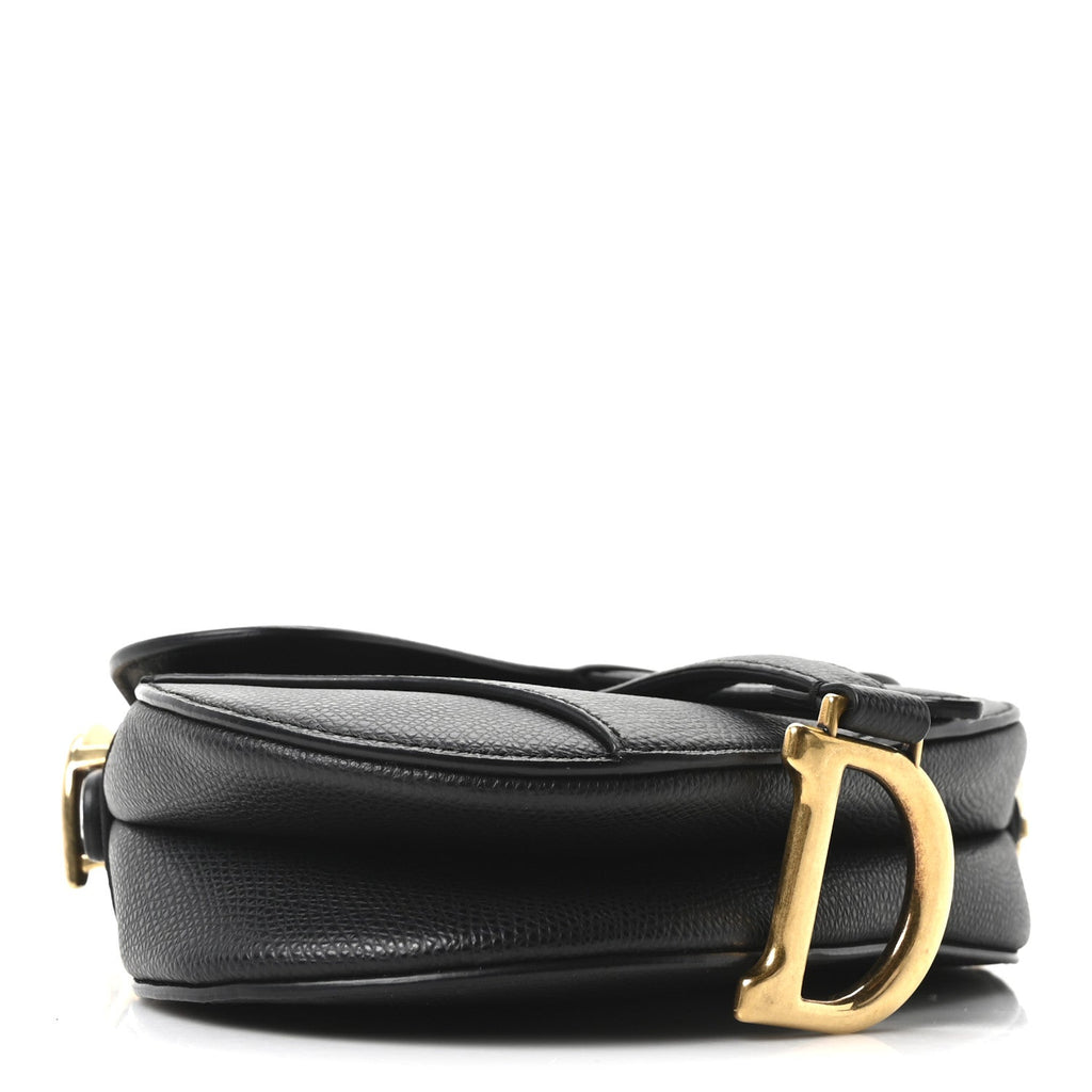 Christian Dior Grained Calfskin Mini Saddle Bag Black
