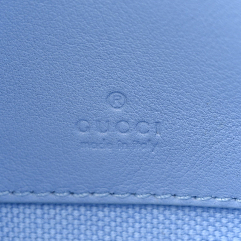 Gucci Dollar Calfskin Enamel Super Mini GG Marmont Chain Shoulder Bag Light Pink Blue