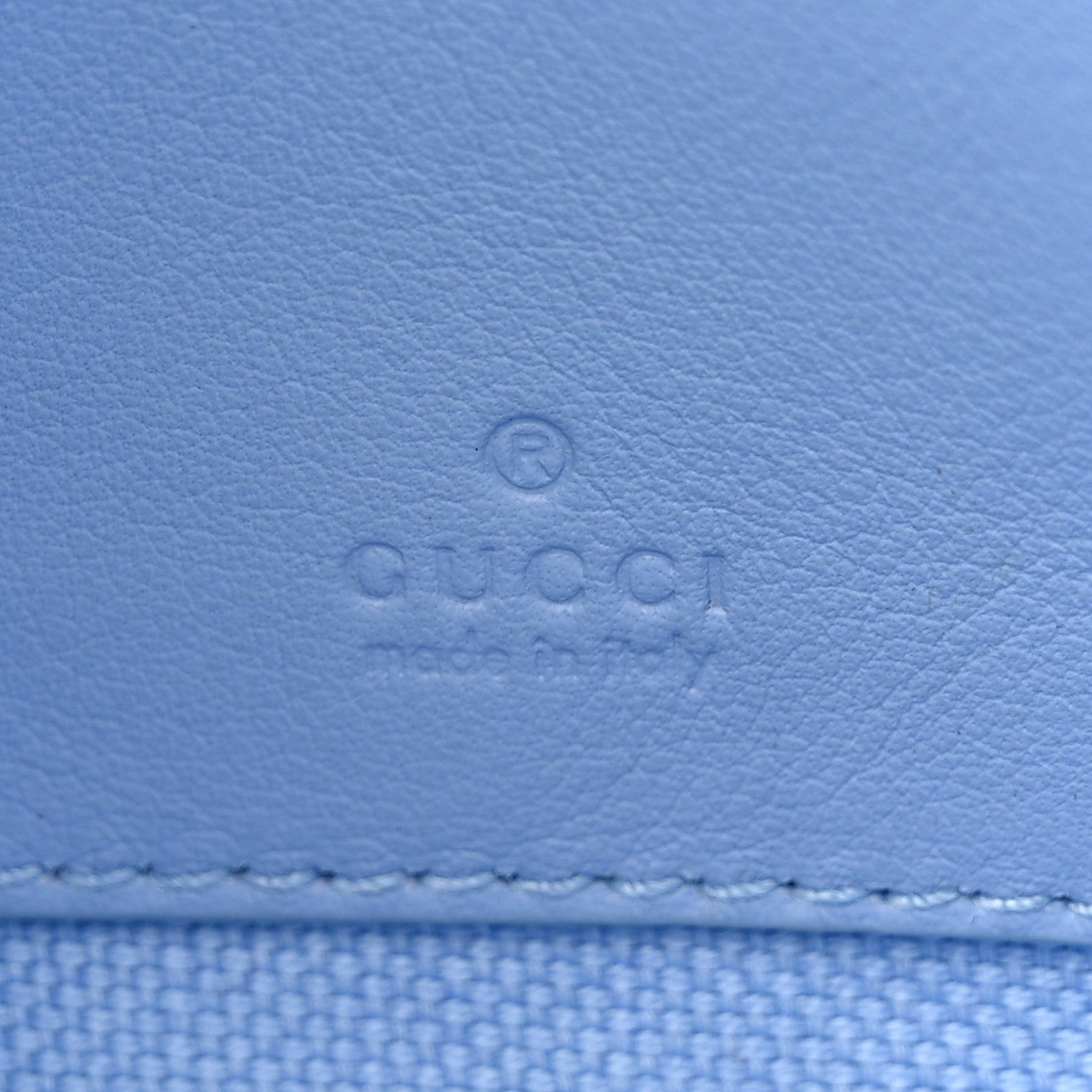 Gucci Dollar Calfskin Enamel Super Mini GG Marmont Chain Shoulder Bag Light Pink Blue
