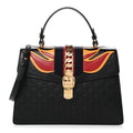 Gucci Guccissima Signature Medium Sylvie Top Handle Bag Black