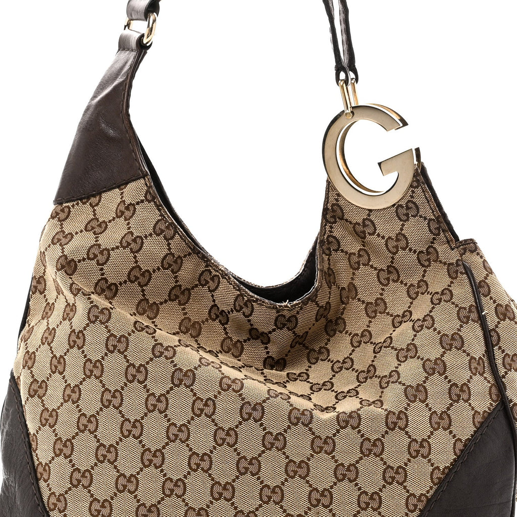 Gucci Monogram Medium Charlotte Hobo Brown