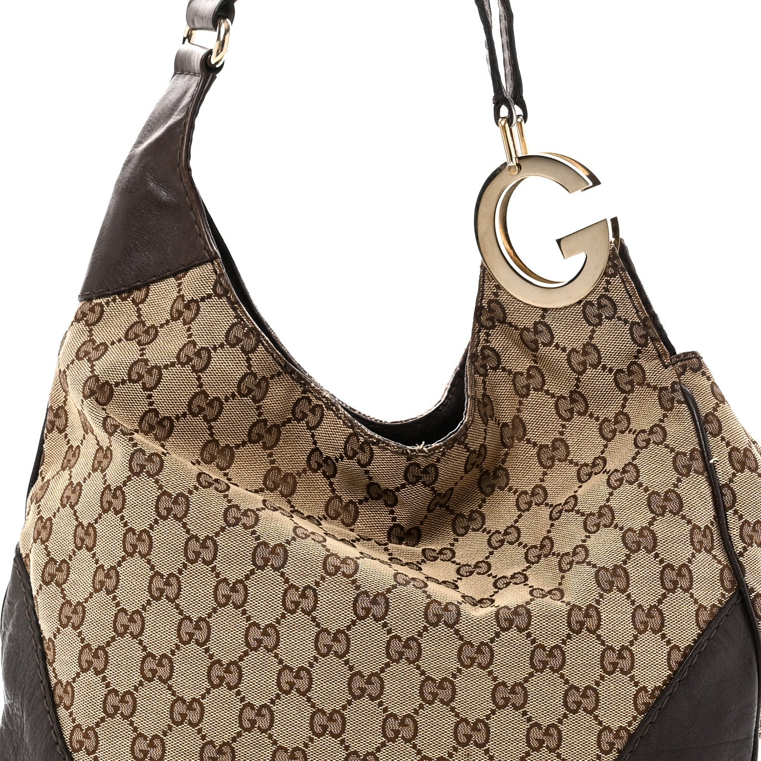 Gucci Monogram Medium Charlotte Hobo Brown