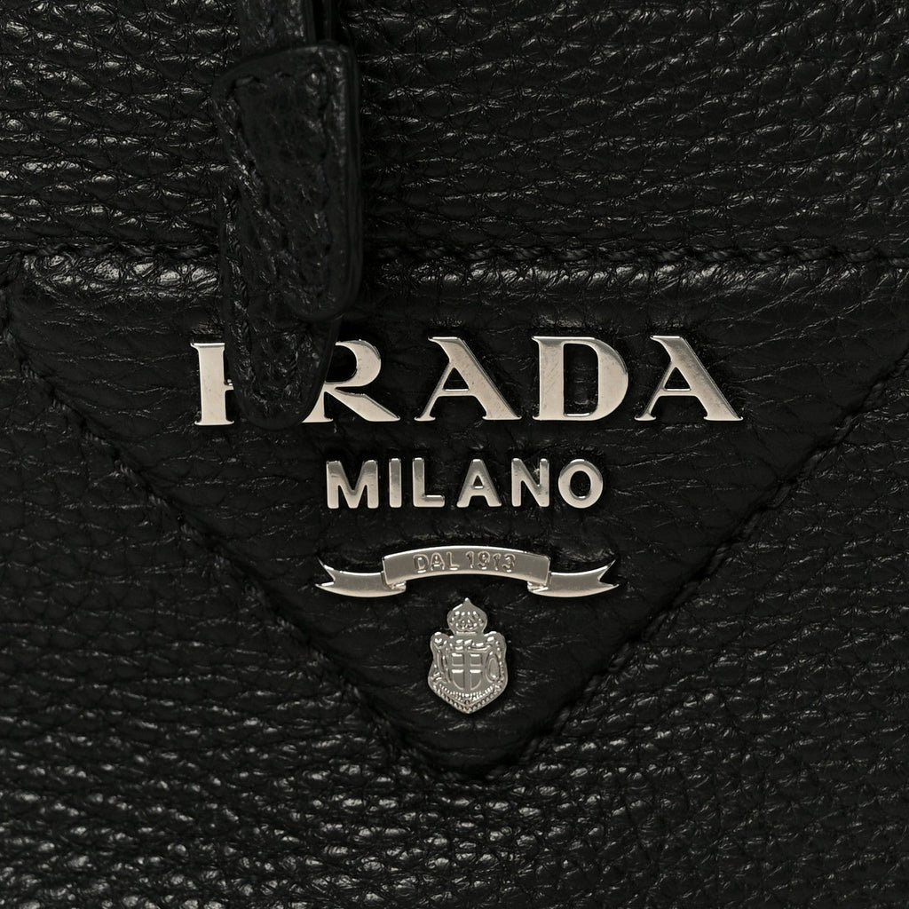 Prada Vitello Daino Soft Drawstring Bucket Bag Black
