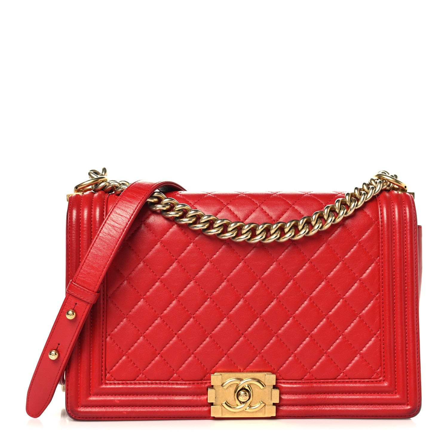 Chanel Lambskin Quilted New Medium Boy Flap Red