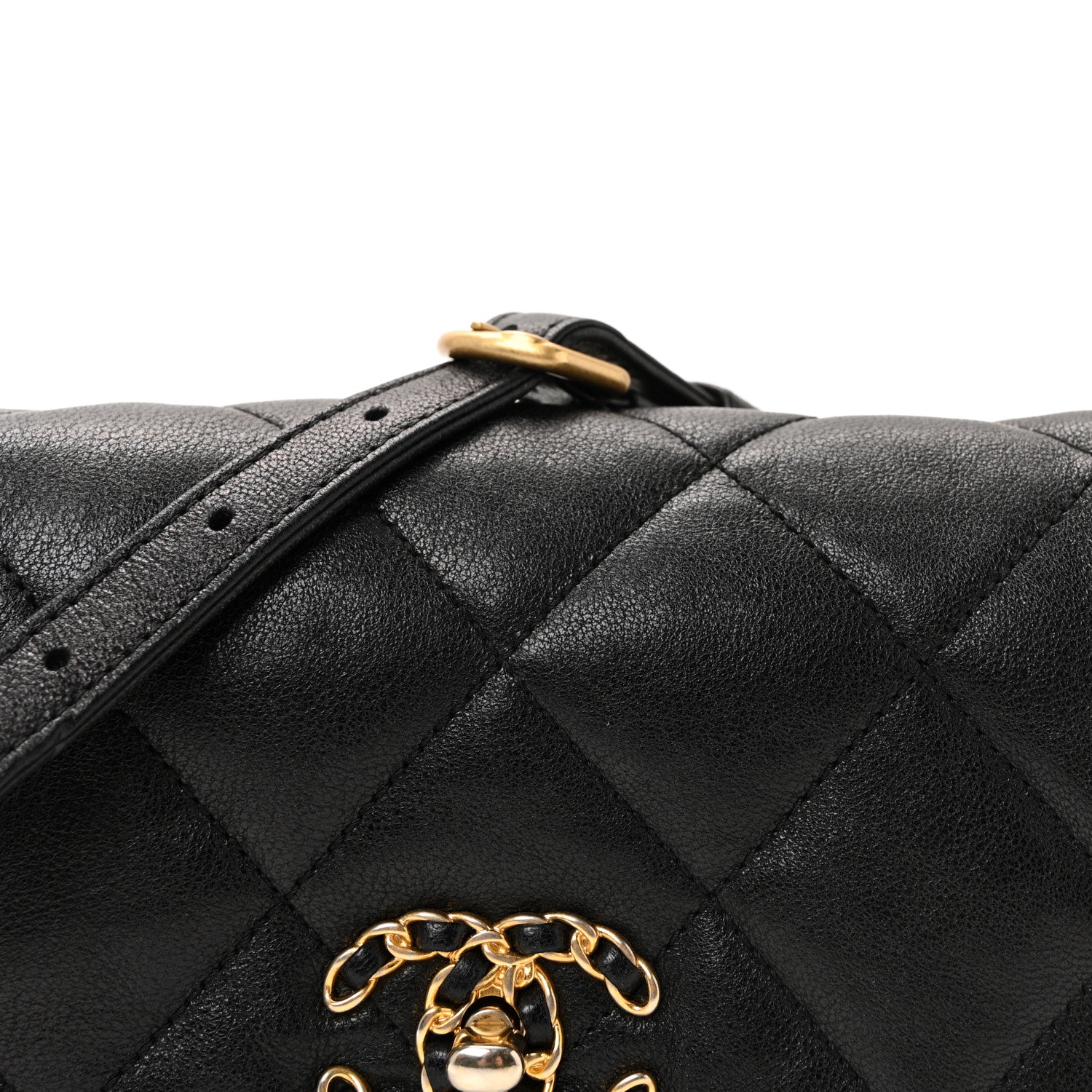 Chanel Goatskin Quilted Chanel 19 Waist Bag Black