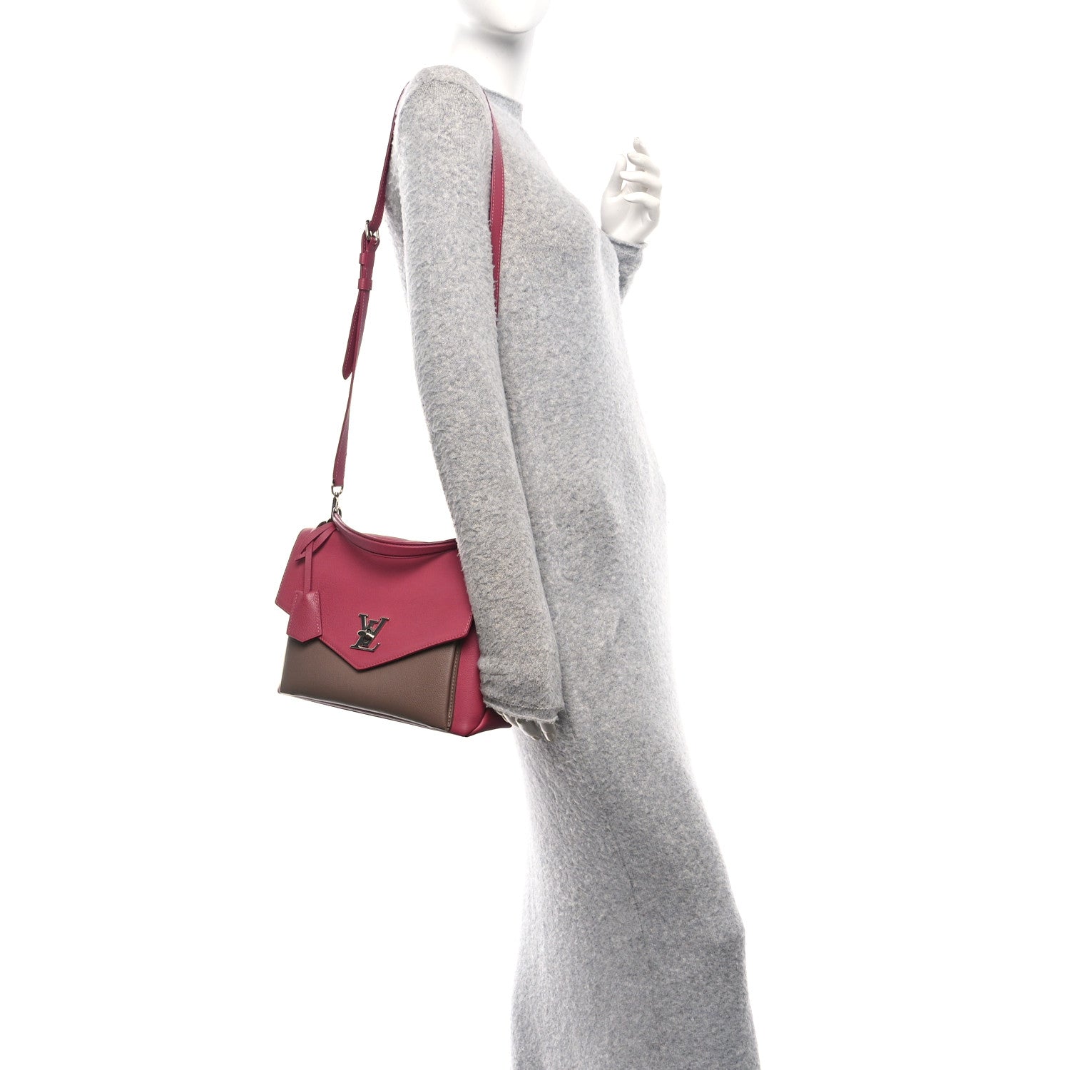 Louis Vuitton Soft Calfskin My Lockme Top Handle Lie De Vin Oxford Greige