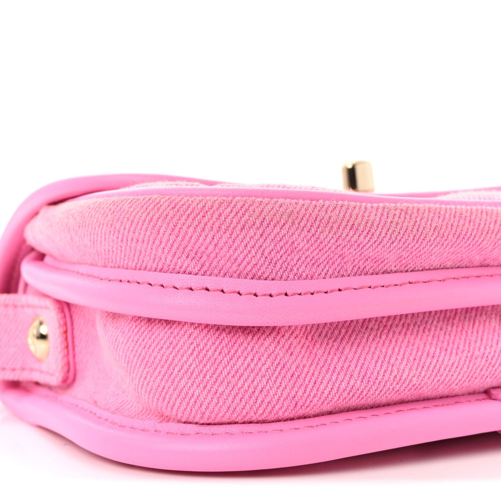 Chanel Denim Quilted Mini Messenger Flap Neon Pink