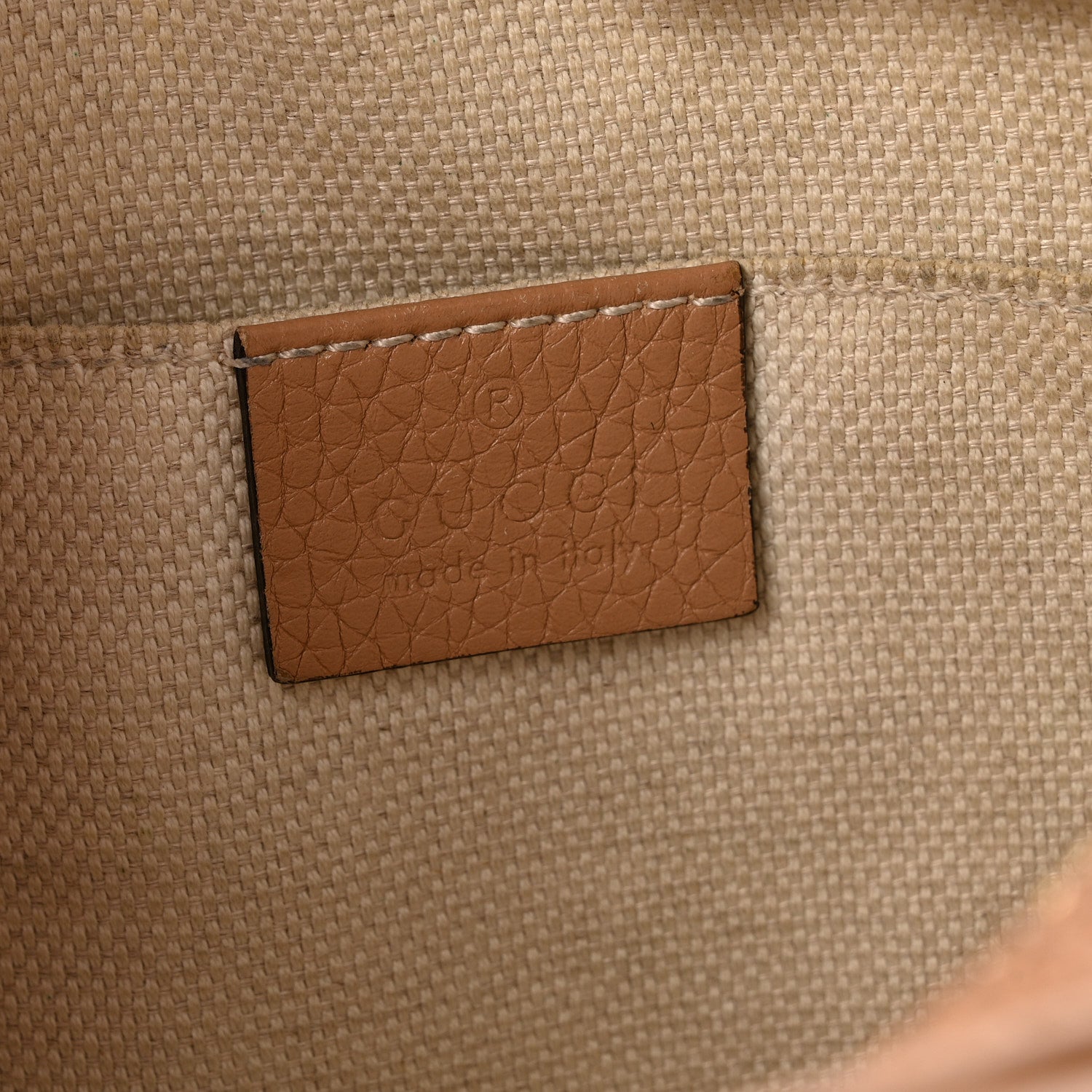 Gucci Pebbled Calfskin Small Soho Disco Bag Camelia