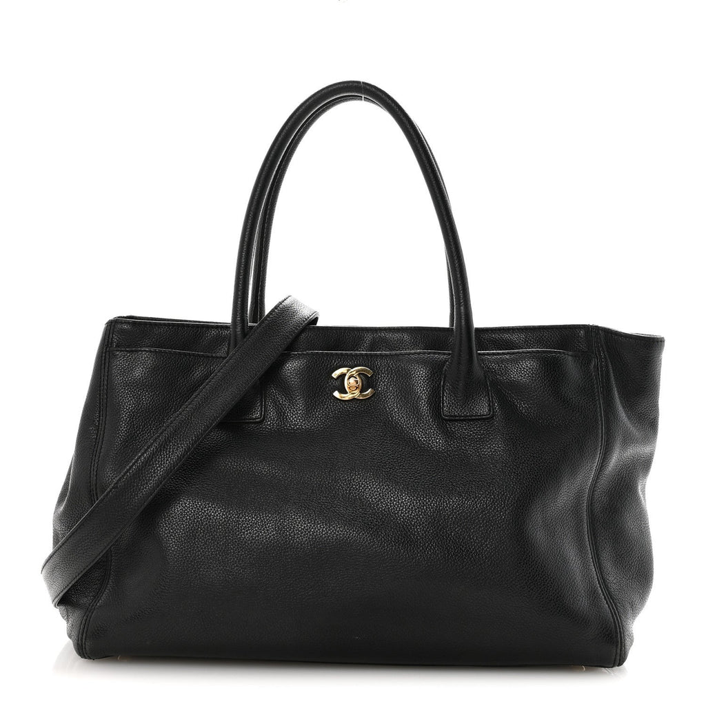 Chanel Calfskin Cerf Executive Shopper Tote Black