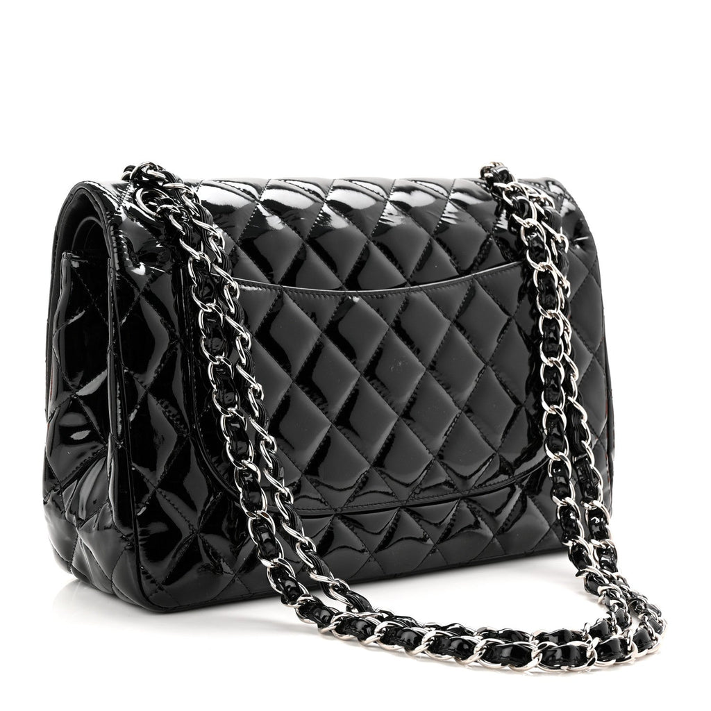Chanel Patent Quilted Jumbo Double Flap Black