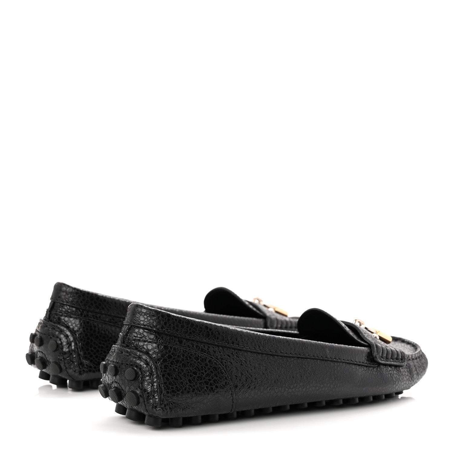 Louis Vuitton Grained Calfskin Close Up Flat Loafer 37 Black