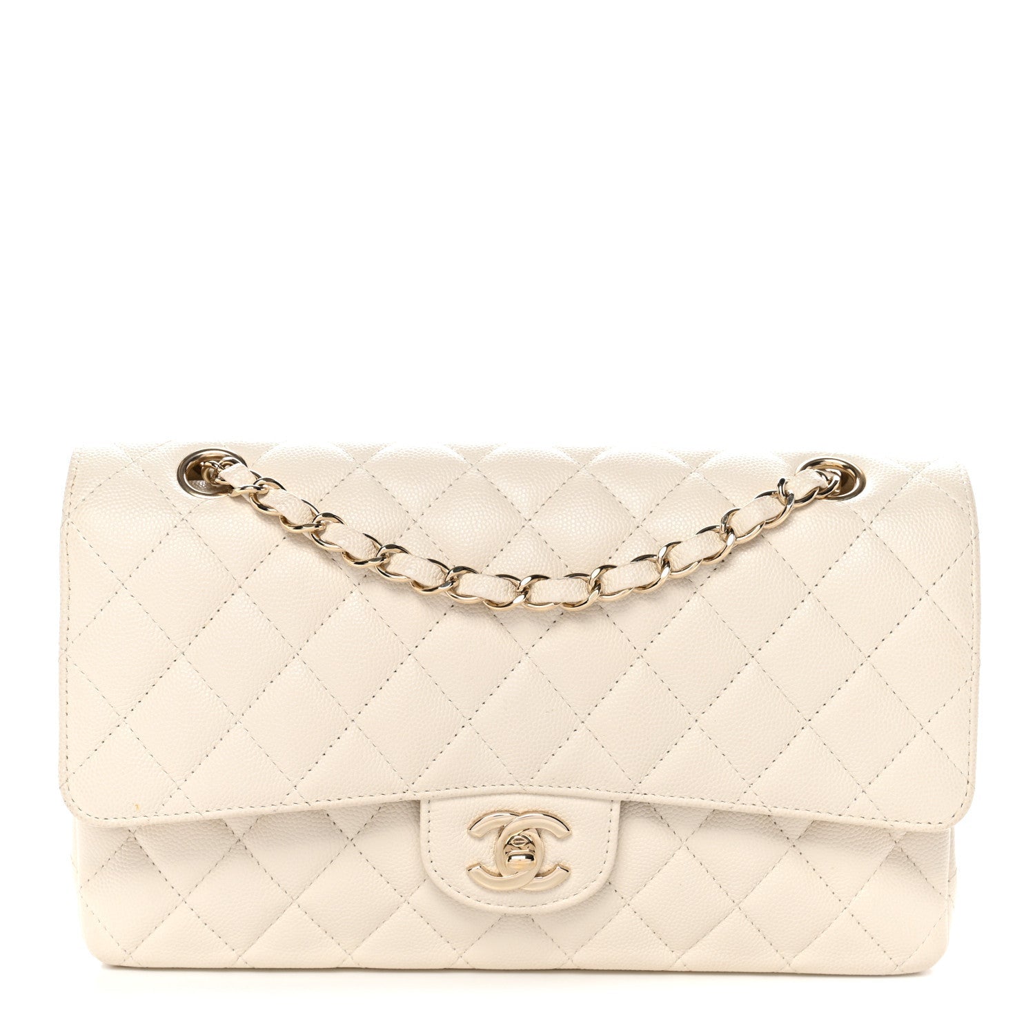 Chanel Caviar Quilted Medium Double Flap White