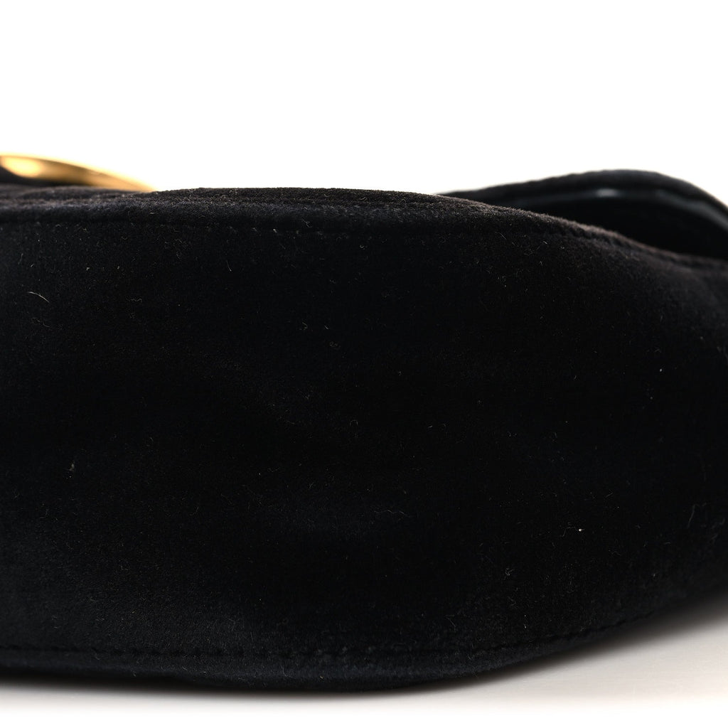 Gucci Velvet Matelasse Mini GG Marmont Shoulder Bag Black