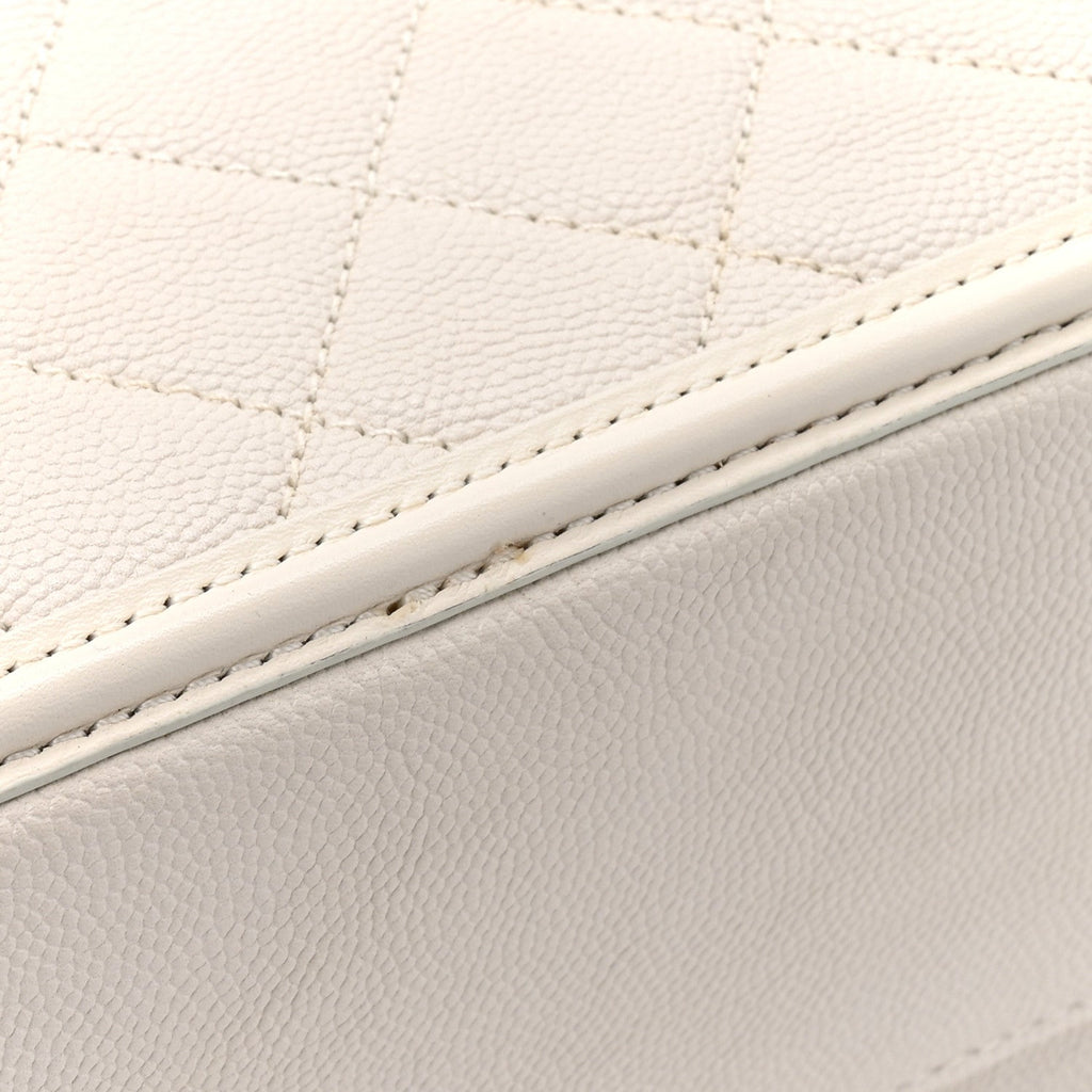 Chanel Caviar Quilted Large CC Filigree Vanity Case White