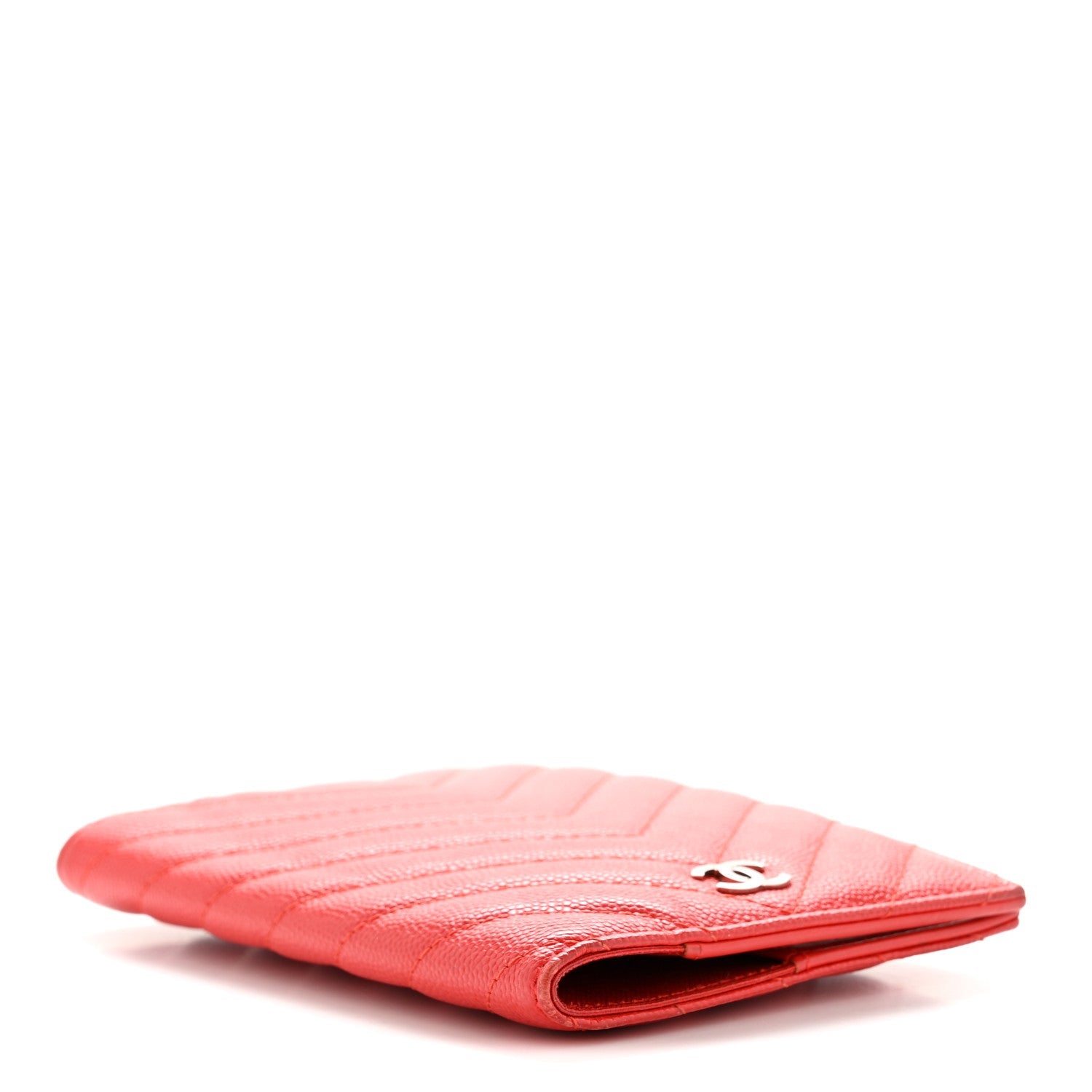 Caviar Chevron Quilted Passport Holder Red