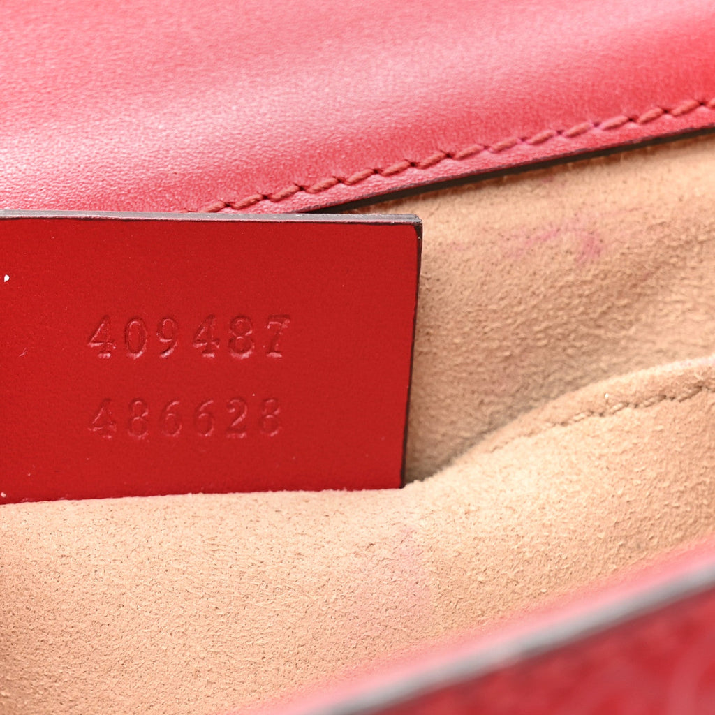 Gucci Guccissima Small Padlock Shoulder Bag Hibiscus Red