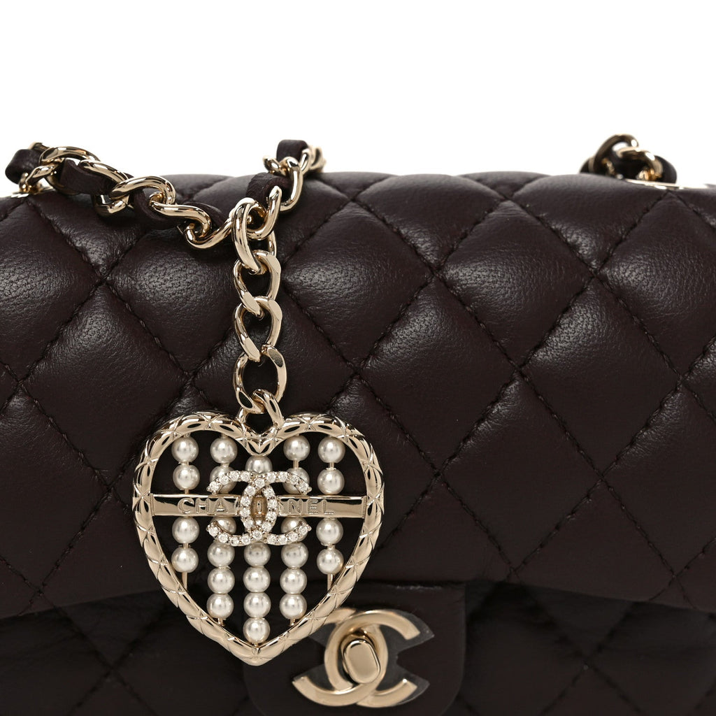 Chanel Lambskin Quilted Mini Double Flap With Hook Dark Brown