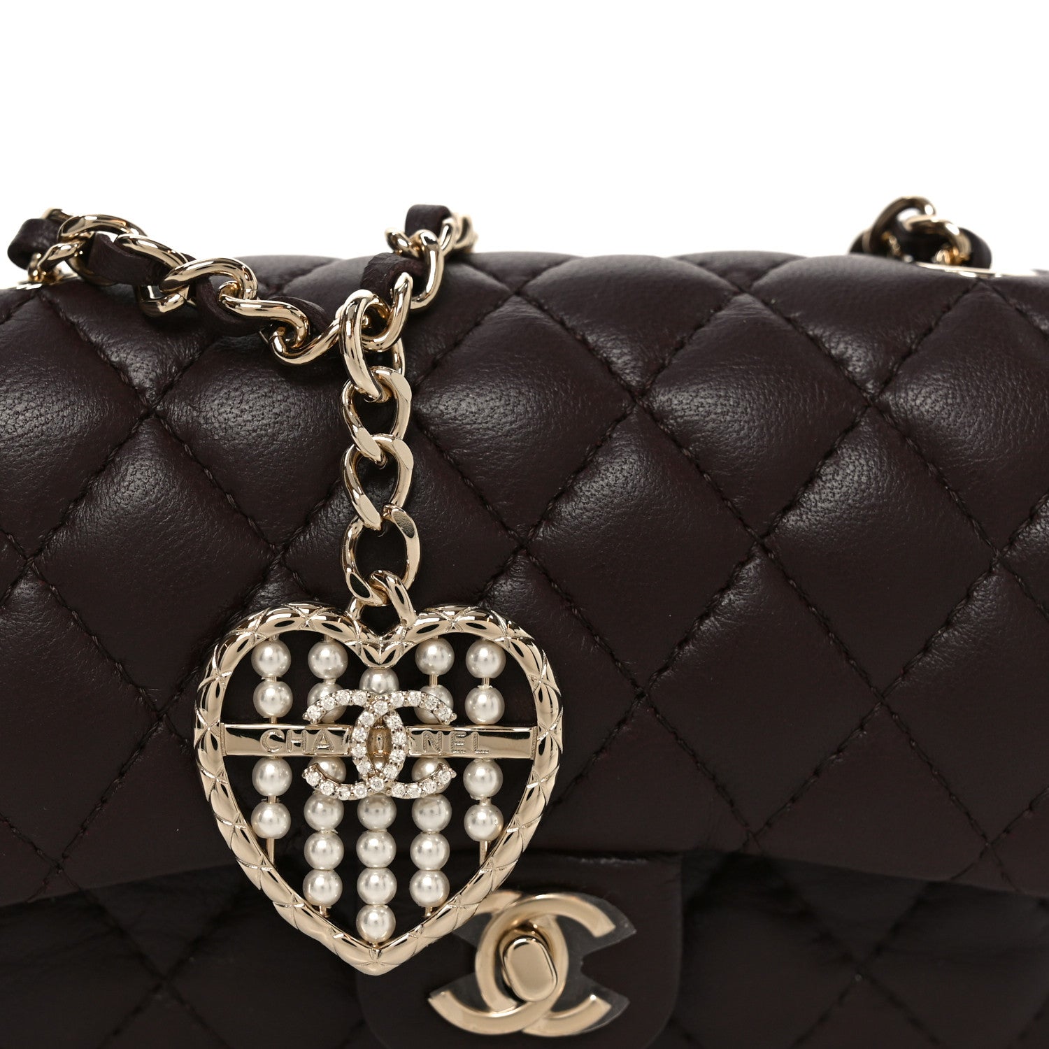 Chanel Lambskin Quilted Mini Double Flap With Hook Dark Brown
