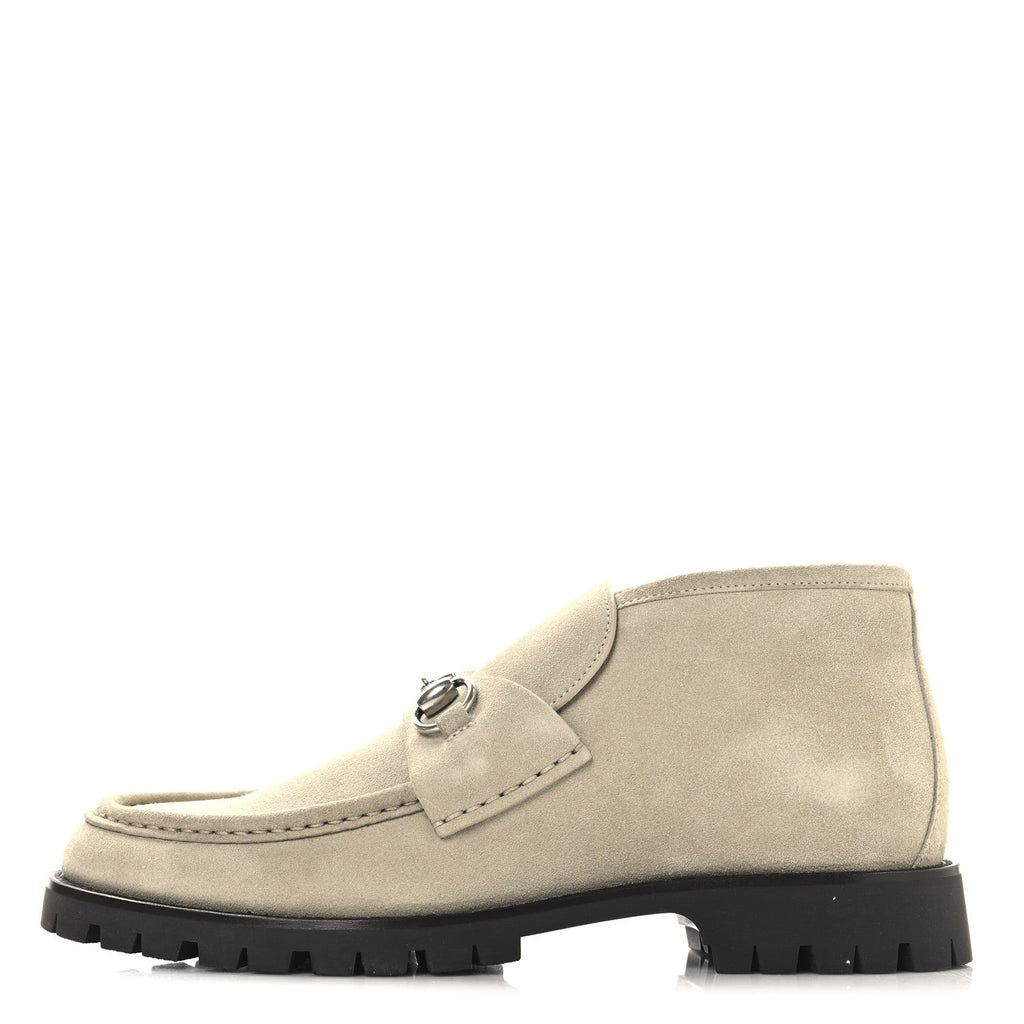 Gucci Suede Mens Horsebit Ankle Boots 8.5 Beige