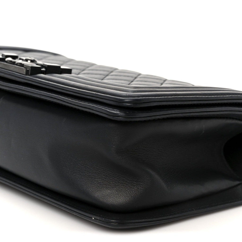 Chanel Calfskin Quilted Medium Boy Flap So Black