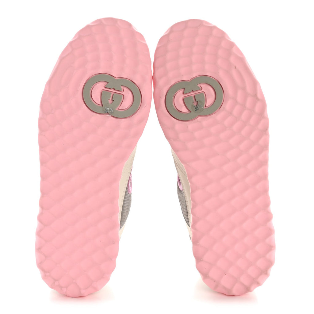 Gucci Dali Soft Calfskin Womens Mac80 Sneakers 38.5 Off White Grey Sky Light Rose