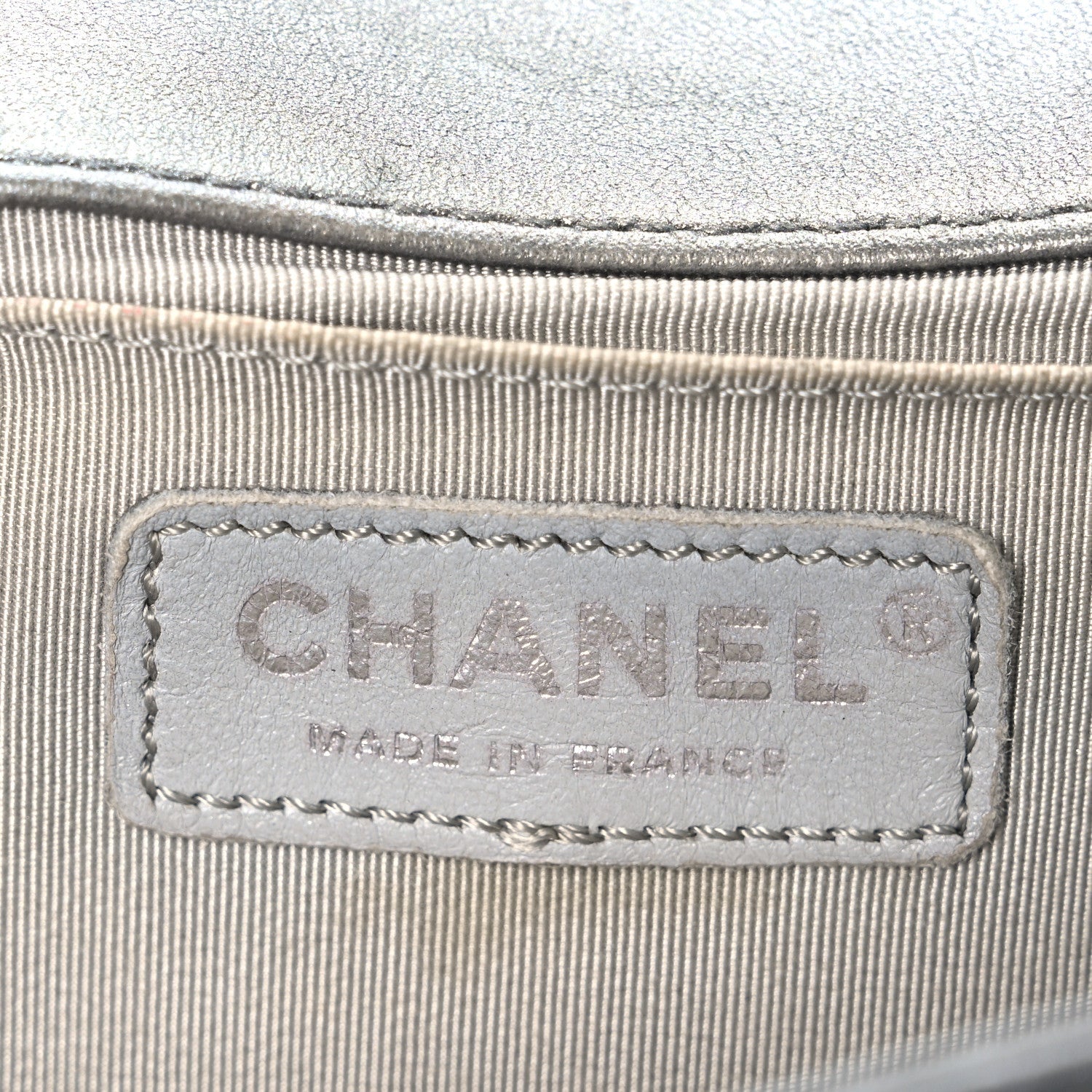 Chanel Metallic Lambskin Glass Pearl Embroidered Medium Boy Flap  Silver