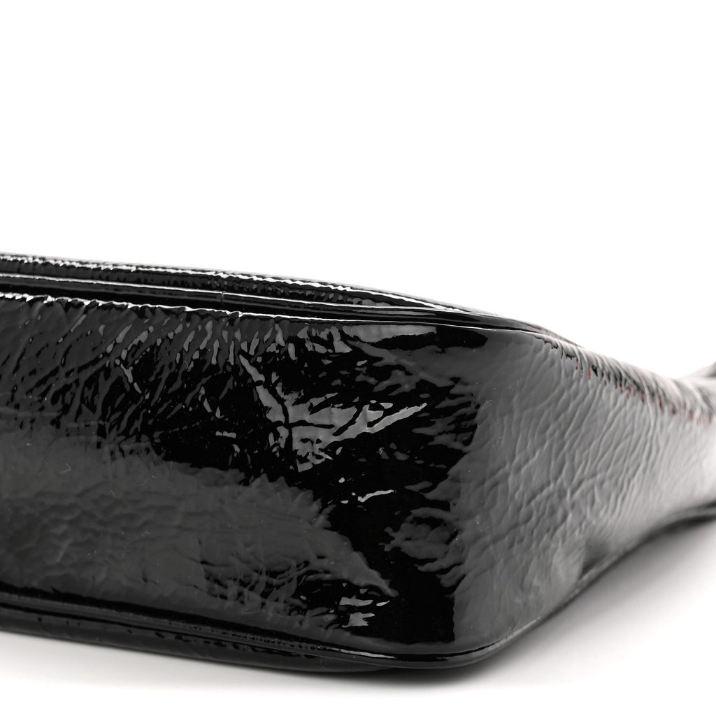 Prada Patent Naplak Re-Edition 2005 Shoulder Bag With Charm Black