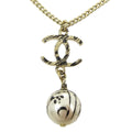 Chanel Artificial Pearl Gold Chain Pendant Necklace A13B