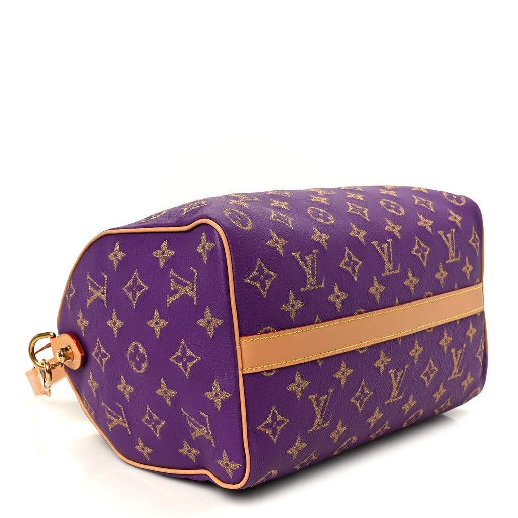 Louis Vuitton Calfskin Embroidered Monogram Speedy P9 Bandouliere 30 Golden Lotus Purple