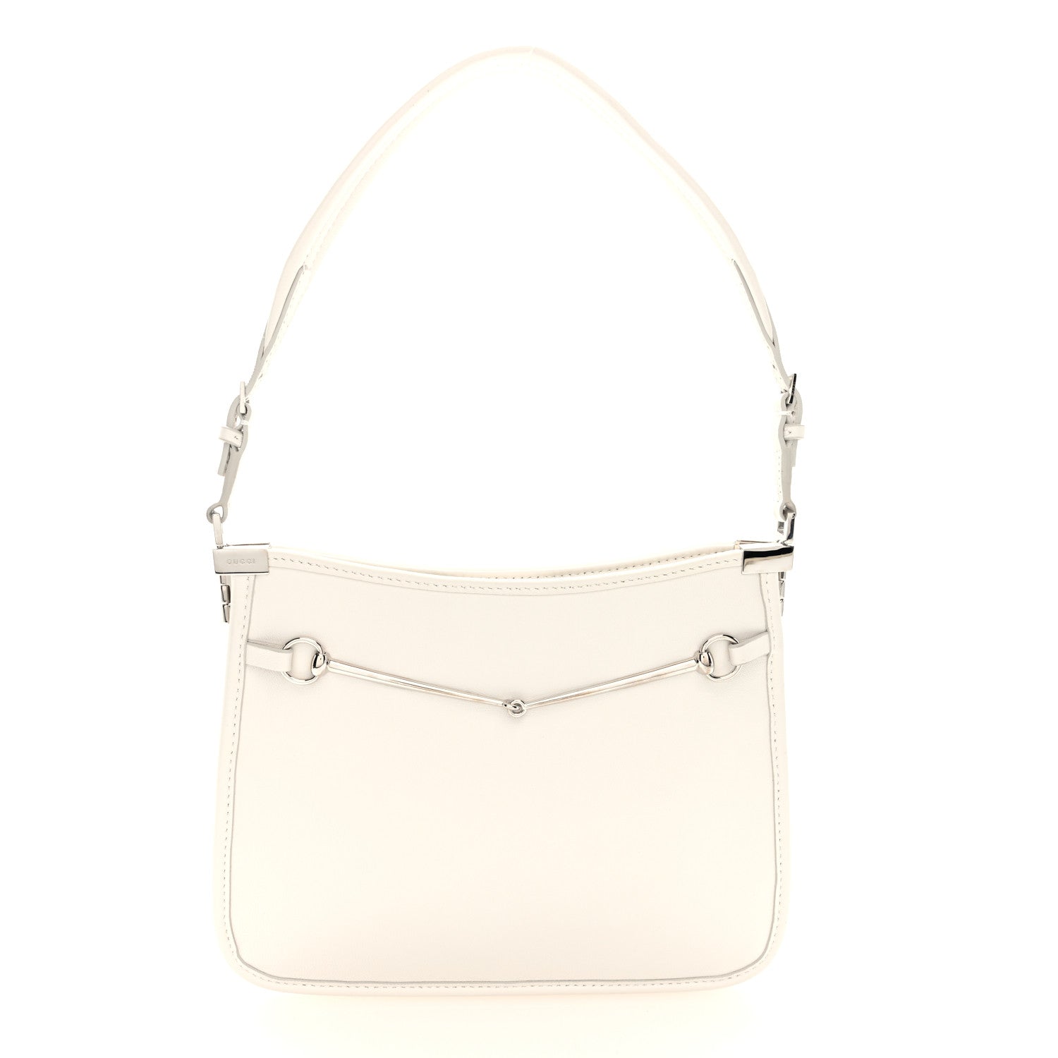 Gucci Calfskin Horsebit Slim Shoulder Bag White