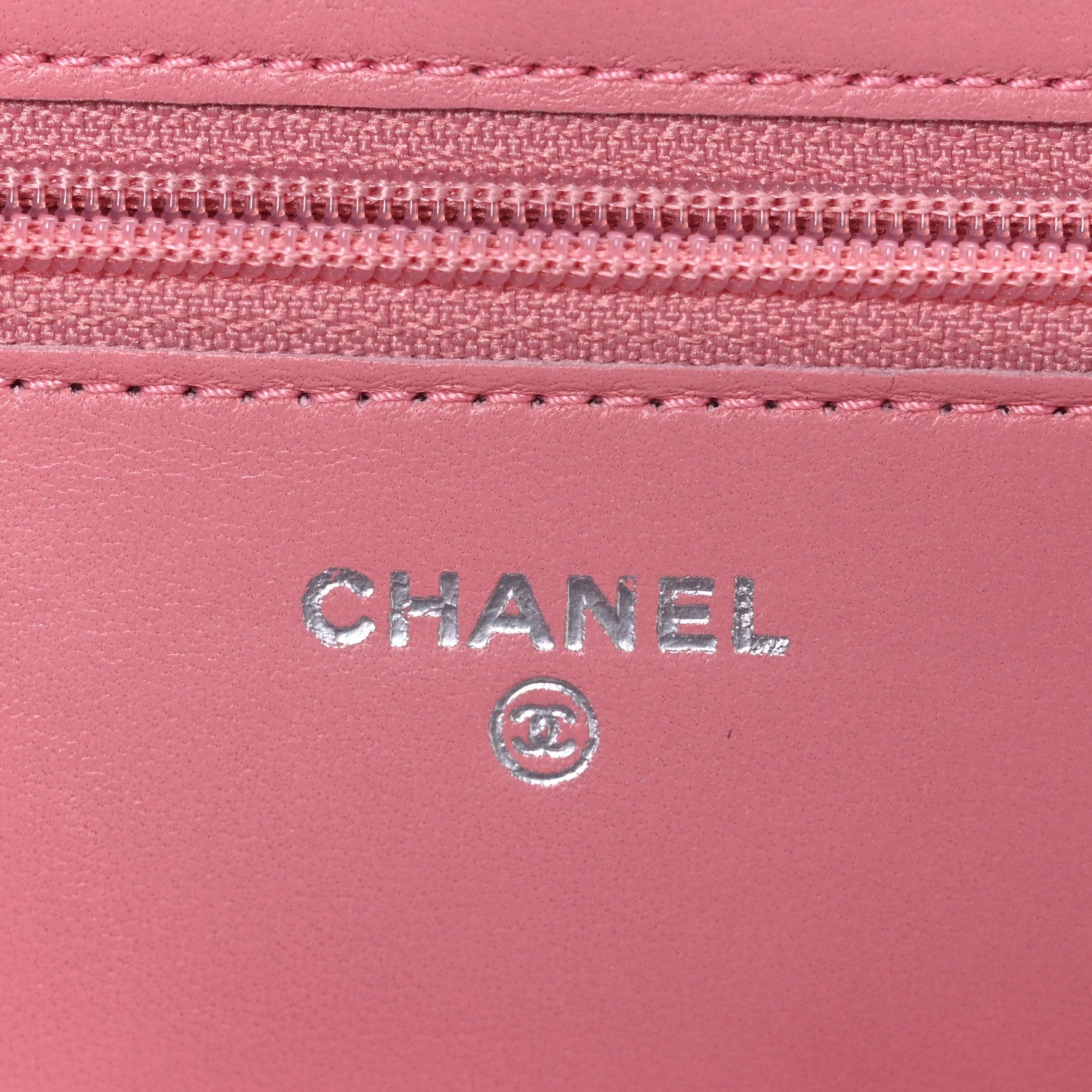 Chanel Lambskin Camellia Embossed Wallet on Chain WOC Pink