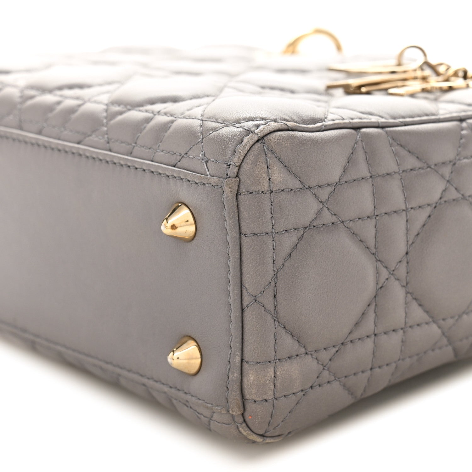 Christian Dior Lambskin Cannage Small Lucky Badges My Lady Dior Grey