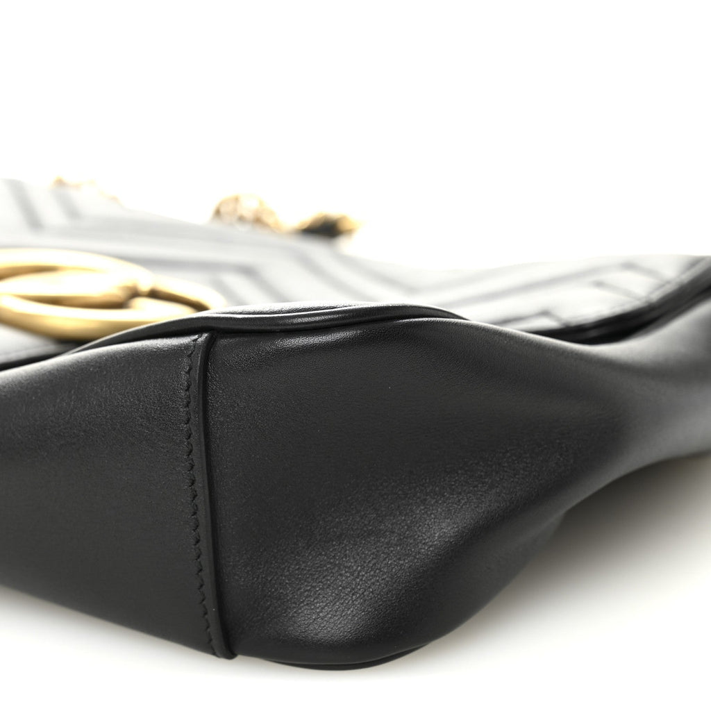 Gucci Calfskin Matelasse Medium GG Marmont Shoulder Bag Black