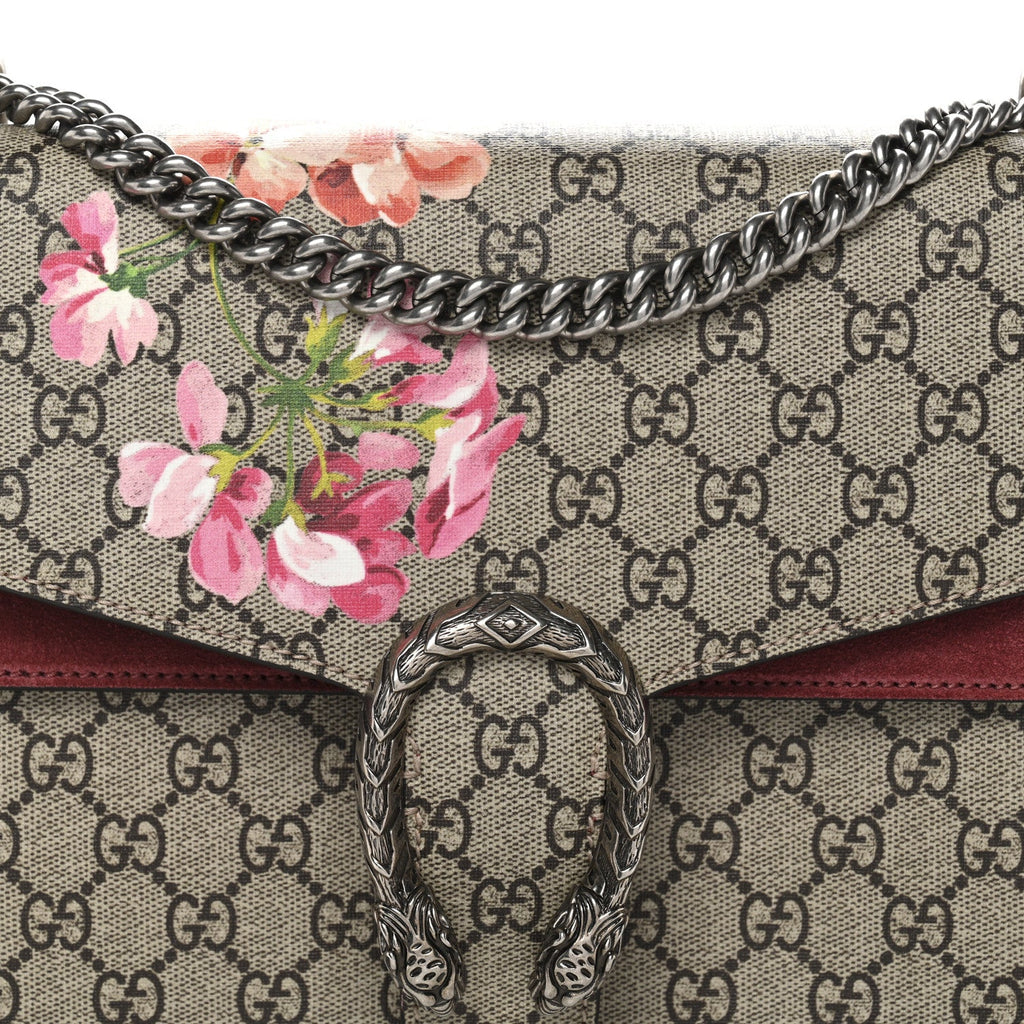 Gucci GG Supreme Monogram Blooms Medium Dionysus Shoulder Bag Beige Multicolor Dry Rose