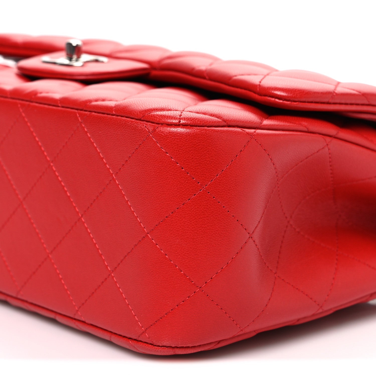 Chanel Lambskin Quilted Jumbo Double Flap Red