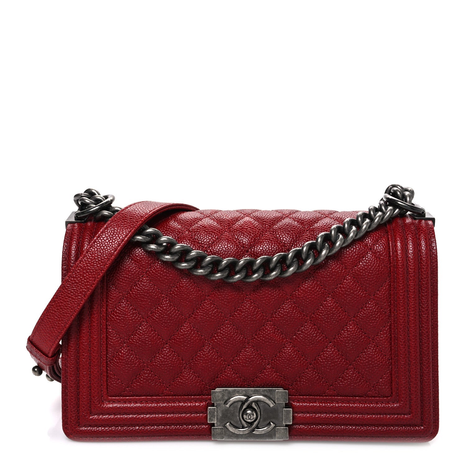 Chanel Caviar Quilted Medium Boy Flap Red