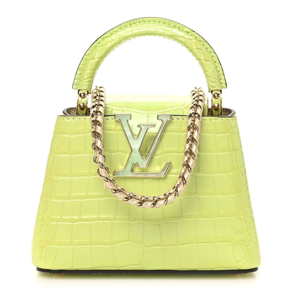 Louis Vuitton Iridescent Alligator Nano Capucines Lime