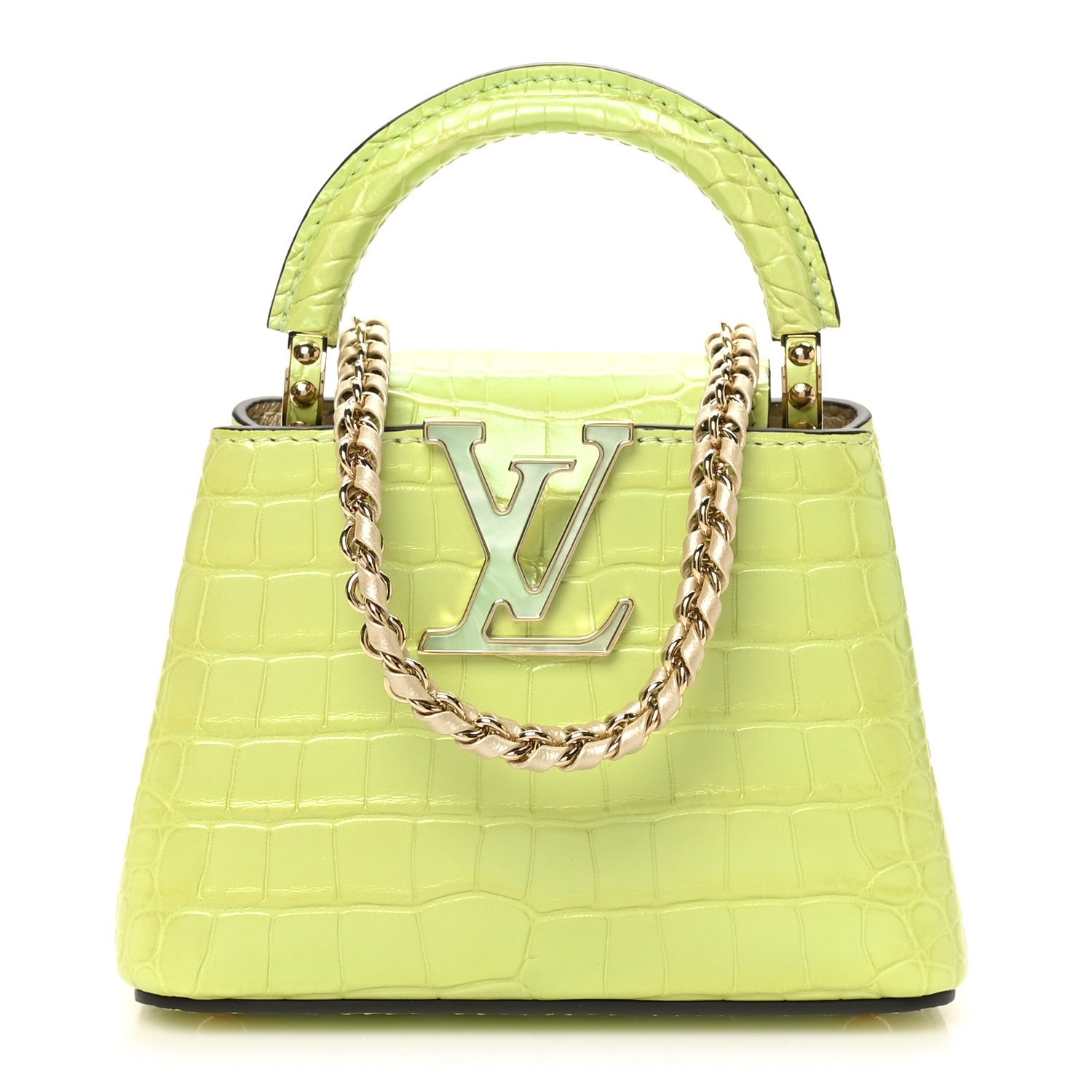 Louis Vuitton Iridescent Alligator Nano Capucines Lime
