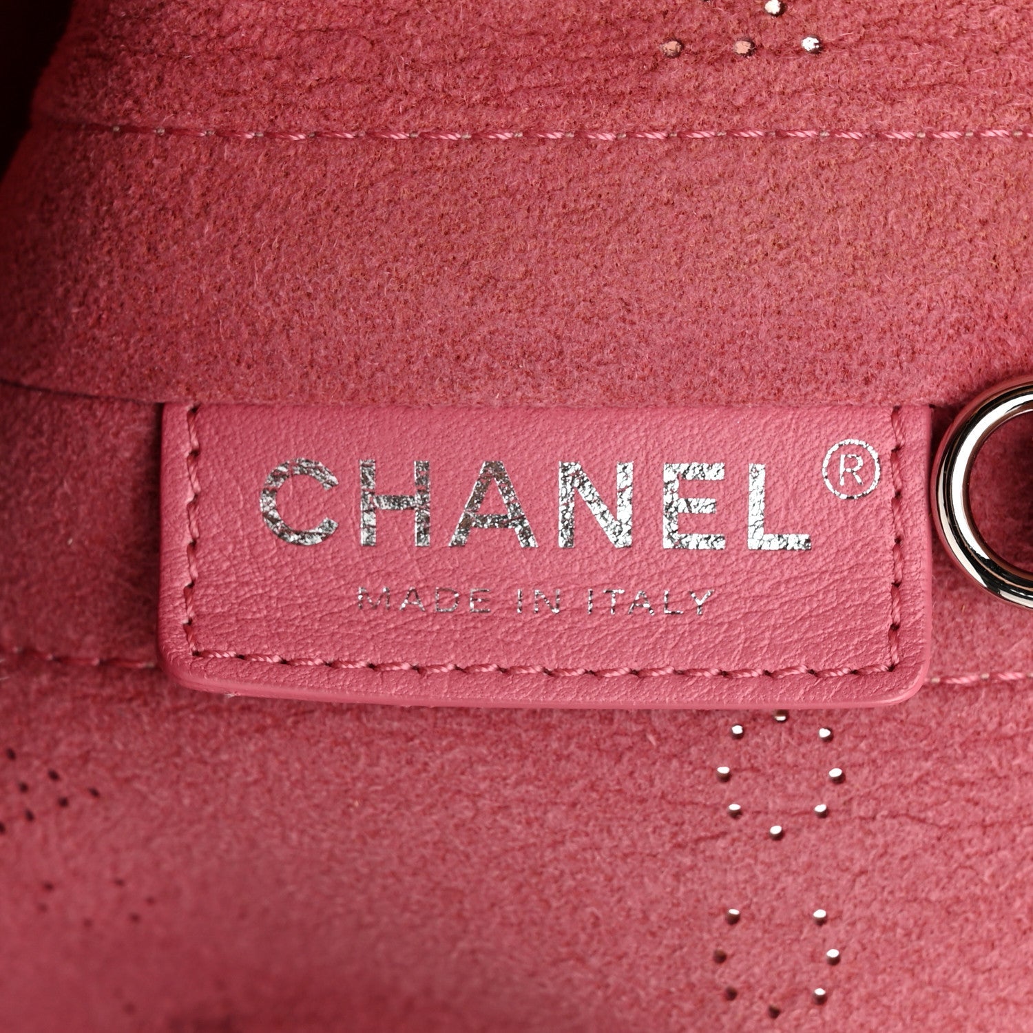 Chanel Calfskin Tweed Small Logo Eyelets Shopping Tote Pink