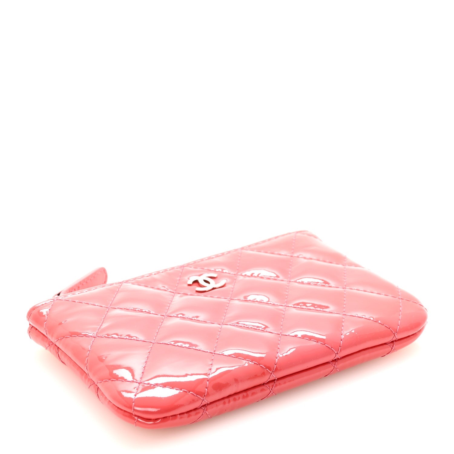 Patent Quilted Small Cosmetic Case Pink