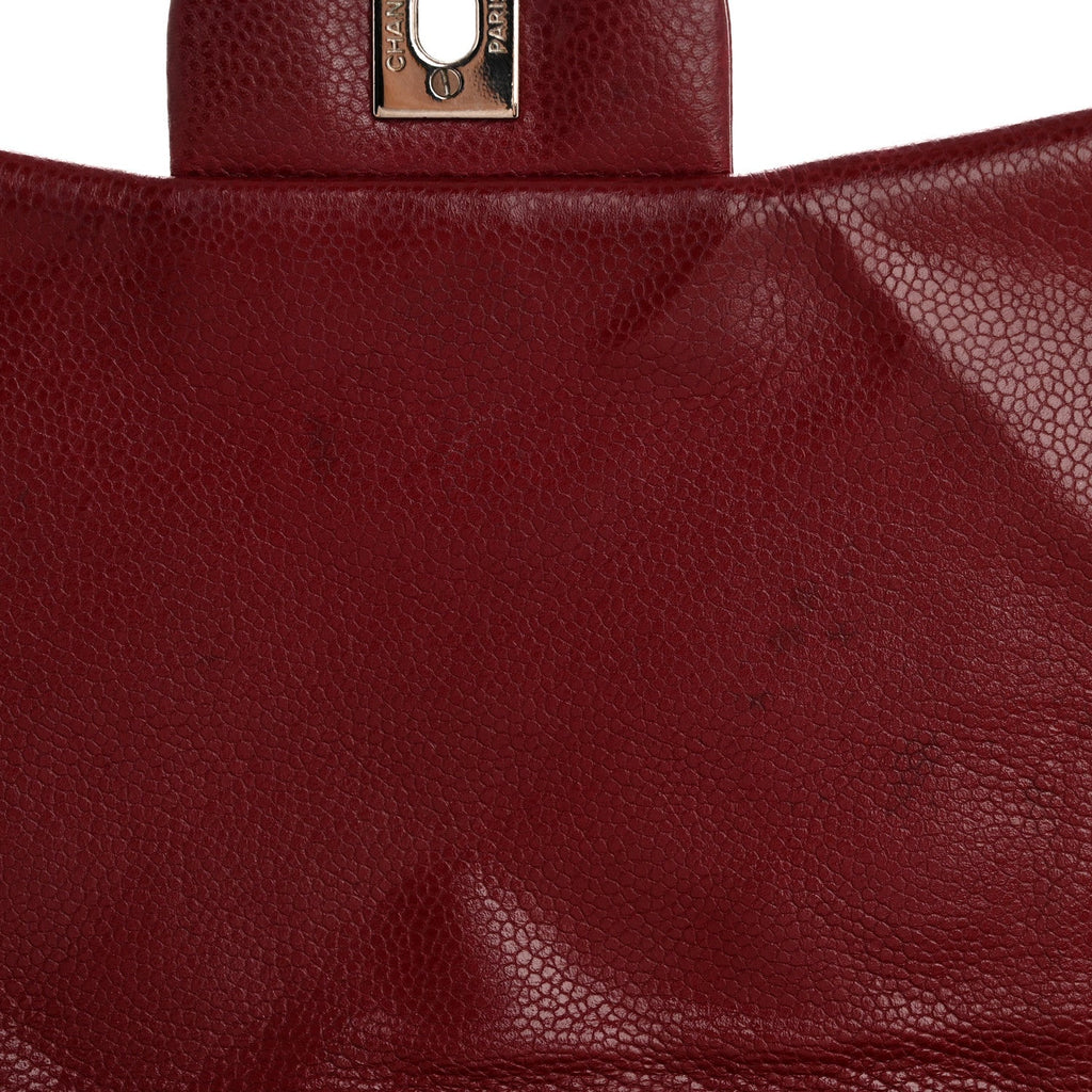 Chanel Caviar Quilted Jumbo Double Flap Dark Red