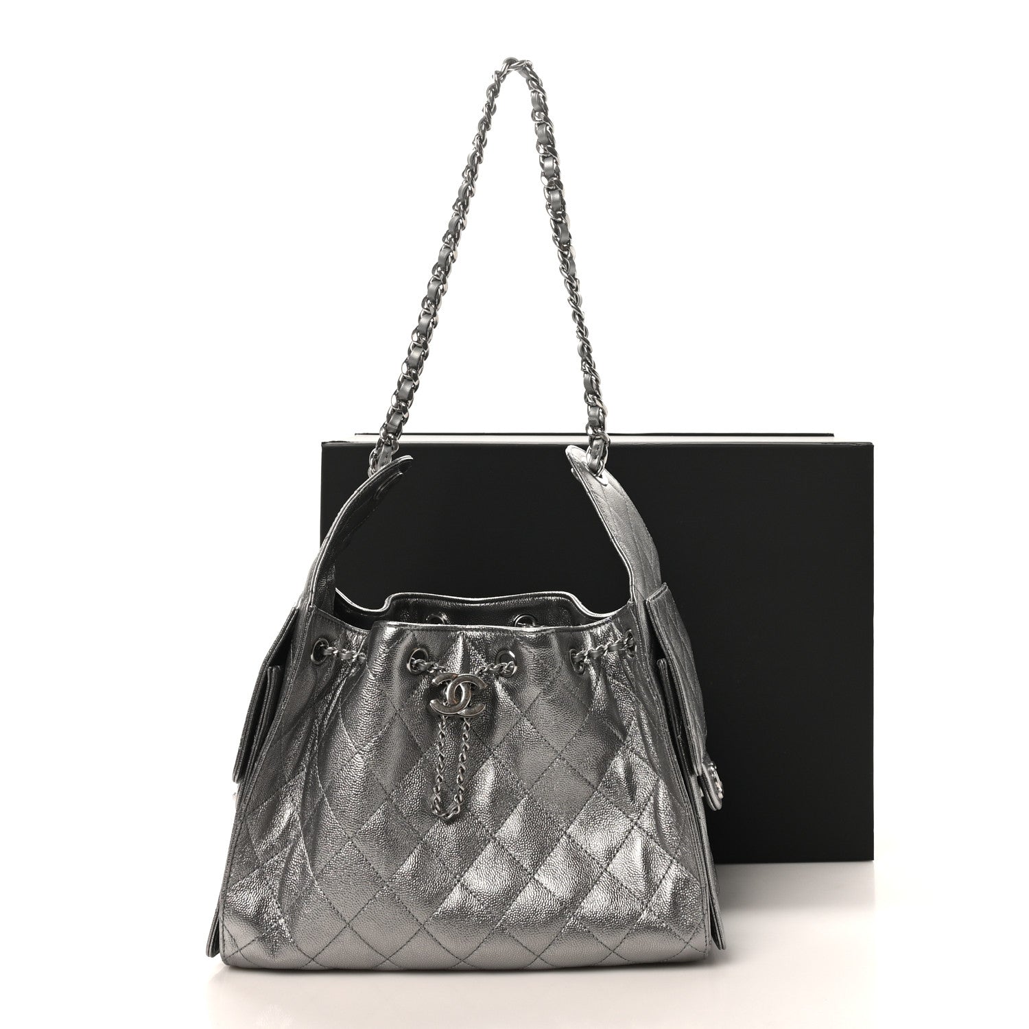 Chanel Metallic Caviar Quilted Small Chanel 25 Handbag Anthracite