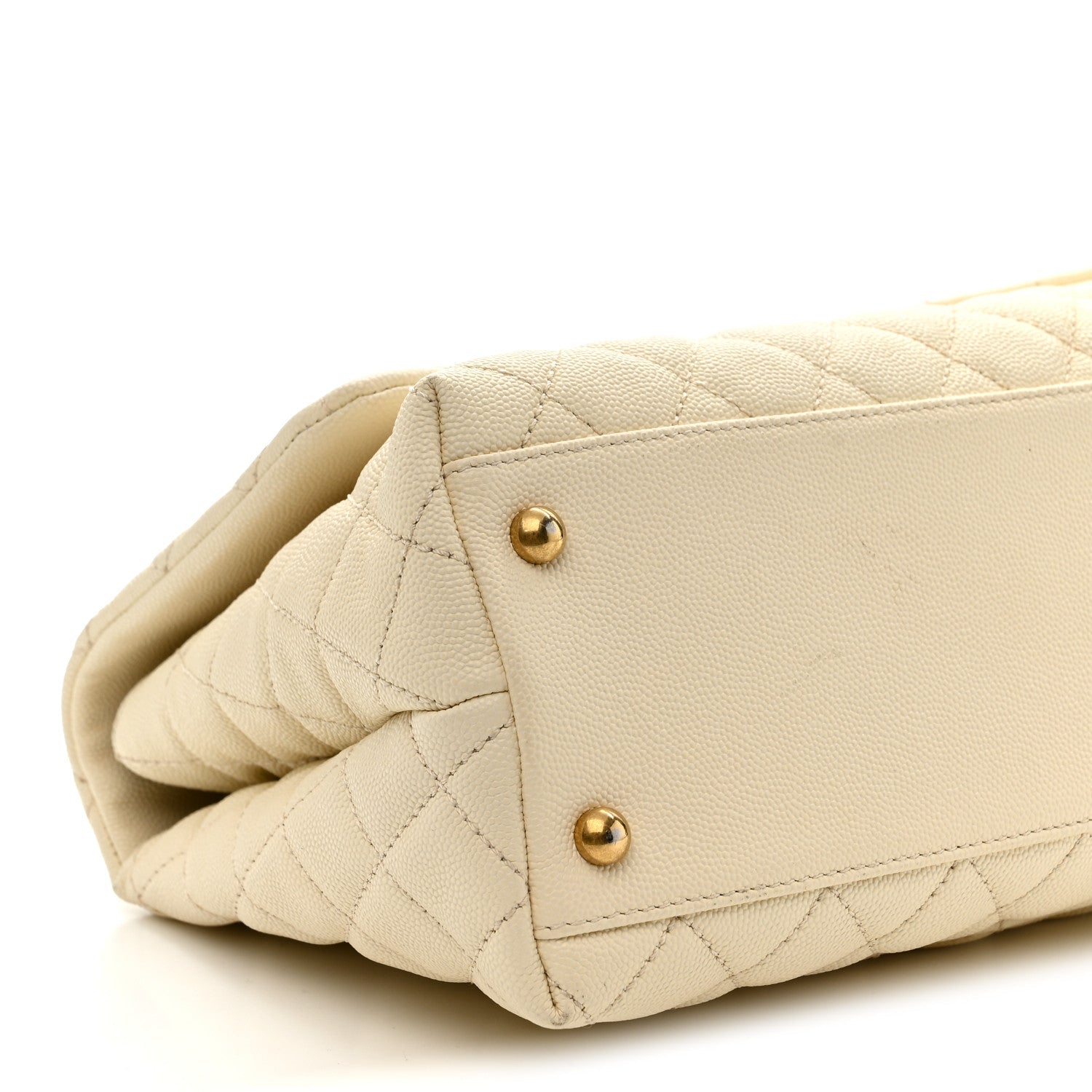 Chanel Caviar Quilted Small Coco Handle Flap White