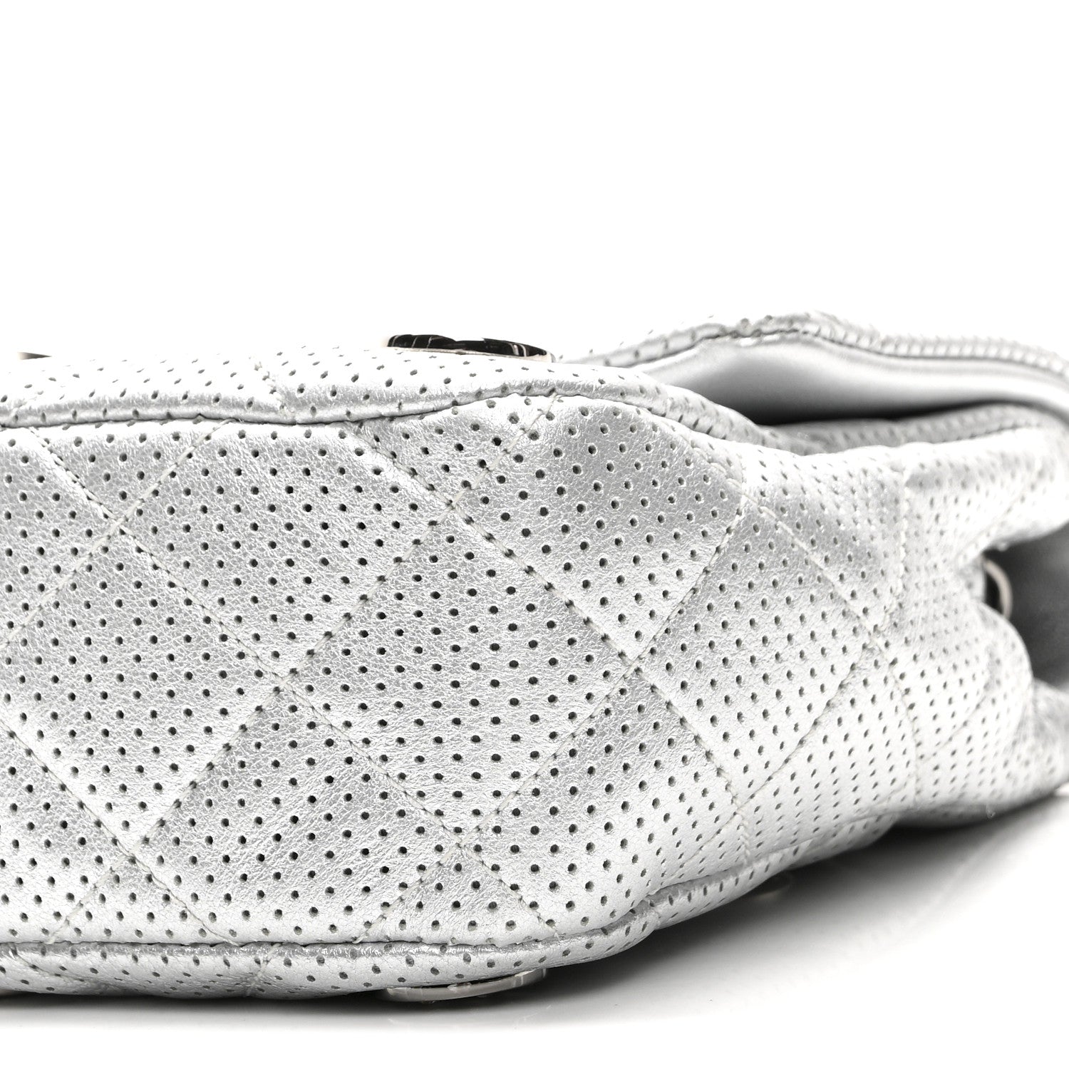 Chanel Perforated Metallic Lambskin Small CC Medals Flap Silver
